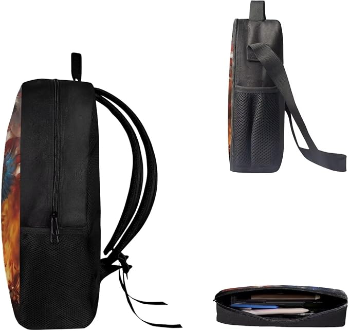 AFPANQZ Kids Backpack 3 Pieces Set Large Capacity School Bags with Heat Insulated Lunch Bags Small Pencil Bags 3 Pack - Image 3