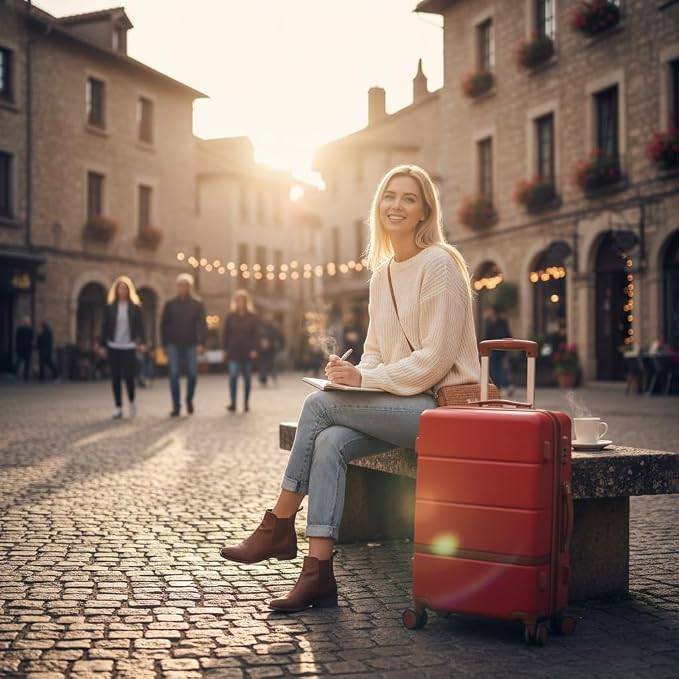 Luggage Sets, 2 Piece Suitcase set with wheels Tsa Lock 20/24 inchi Hardshell Waterproof Travel Suitcases luggage for Women/Men/Family(Red) - Image 6