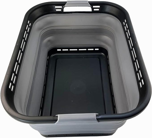 SAMMART 42L (11 Galloons) Collapsible Plastic Laundry Basket - Foldable Pop Up Storage Container/Organizer - Portable Washing Tub - Space Saving Hamper/Basket [BPA Free] (Black/Frost Grey) by SAMMART