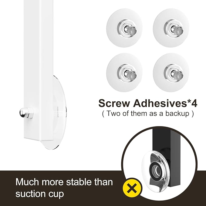 Orimade Adjustable Anti-slip Shower Caddy over Head, Rustproof Bathroom Hanging Shower Organizer with 2 Hooks for Razor, No Drilling Shower Shelves Storage Rack 3 Tier, White - Image 6