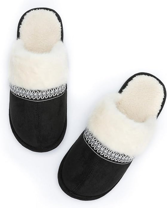 MAXTOP Womens Cozy Memory Foam Slippers Soft Warm Slip On Faux Fur House Slippers,Anti-Skid Rubber Sole,Creative Gifts for Women Mom Girlfriend