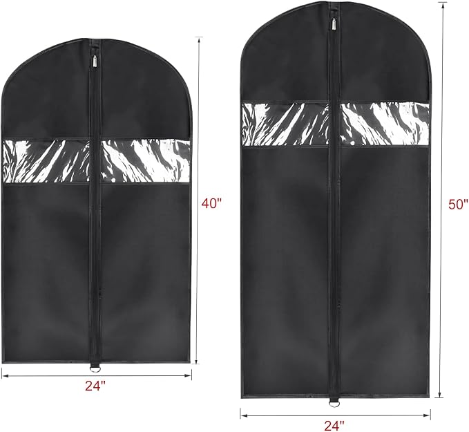 Univivi Hanging Garment Bags Suit Bag for Storage and Travel 40/50 inch,(Set of 6), Washable Suit Cover for T-Shirt, Jacket, Suits, Dresses, Coats, [Upgraded Version] - Image 2