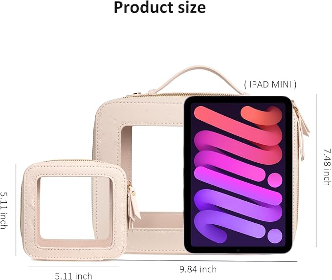 LETGO 2 Pack Clear Travel Toiletry Bag for Women, Large & Mini Waterproof PU TSA Approved Cosmetic Pouches,Portable Beach Vacation Makeup Organizer Set,See Through Skincare Sunscreen Bags for Women - Image 2