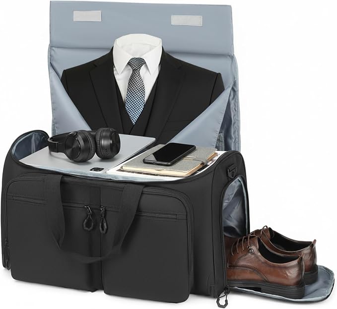 Convertible Garment Duffle Bags for Travel, Garment Bag with Shoe & Laptop Compartment, 2 in 1 Carry on Suit Garment Bags for Men Women, All in One Hanging Suit Travel Bag for Airplanes, 55L by HAMBOLY