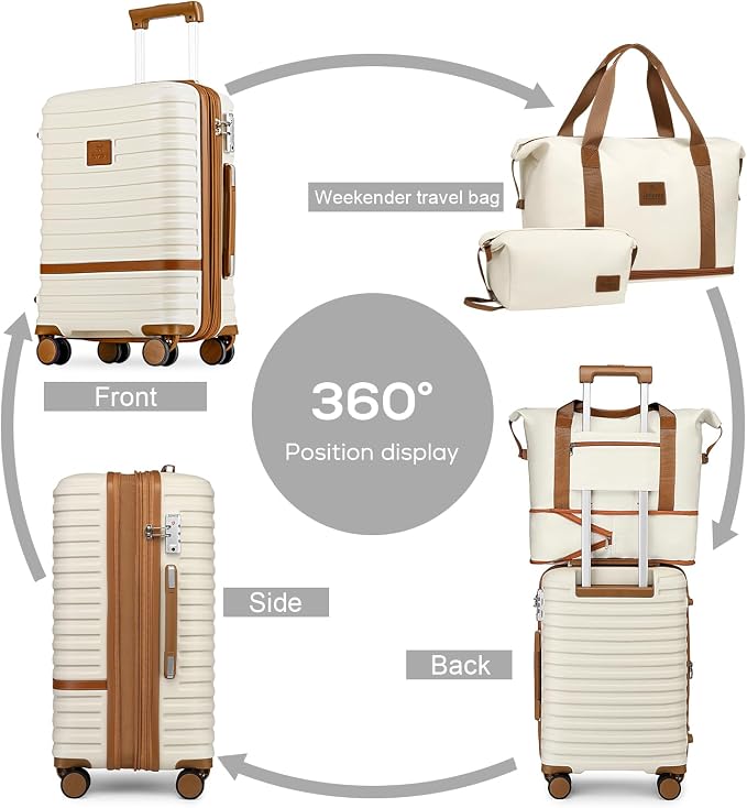 Joyway Luggage Set 7 Piece Suitcase Sets with Spinner Wheel,Hardside Expandable Travel Laggage with TSA Lock (18/20/24/28 White - Image 5