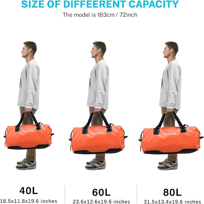 Gonex Extra Large Waterproof Dry Duffel Bag, Roll-Top PVC Gear Bag | Waterproof PVC, Roll-Top Closure, Wet Pocket, Shoulder & Hand Carry, Kayaking, Paddleboarding, Travel - Image 5