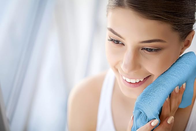 100% Cotton Washcloths 60 Pack (12x12 Inches) Soft, Highly Absorbent Washcloth, Face Towels, Wash Cloths for Face, Ring Spun, Bulk Pack (Electric Blue) - Image 6