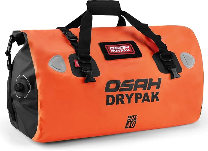 OSAH DRYPAK Waterproof Duffel Bag - Motorcycle Dry Bag Tail Bag with Large Storage Space, Waterproof Luggage Duffle Bags with Outer Mesh Zipper Pocket for Camping, Kayaking, Fishing & Traveling by OSAHDRYPAK