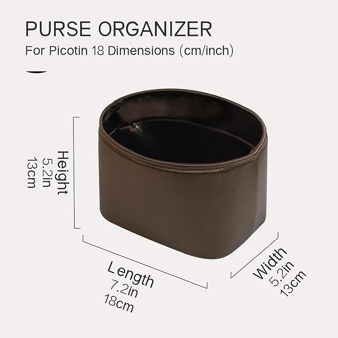 Fits for Picotin 18 Bag Insert, Premium Silk Purse Organizer Insert, Smooth Touch & Lightweight， Luxury Handbag Organizer with Gift Box Fits For Hermes(PC18,Brown) - Image 6