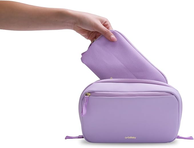 Orbitkey 2-in-1 Tech Accessory Pouch with Detachable Slim Sleeve – Travel Electronics Organizer for Cables, Chargers, Earbuds, Power Bank – Compact Gadget Bag & Portable Tech Storage Case (Lilac) - Image 3