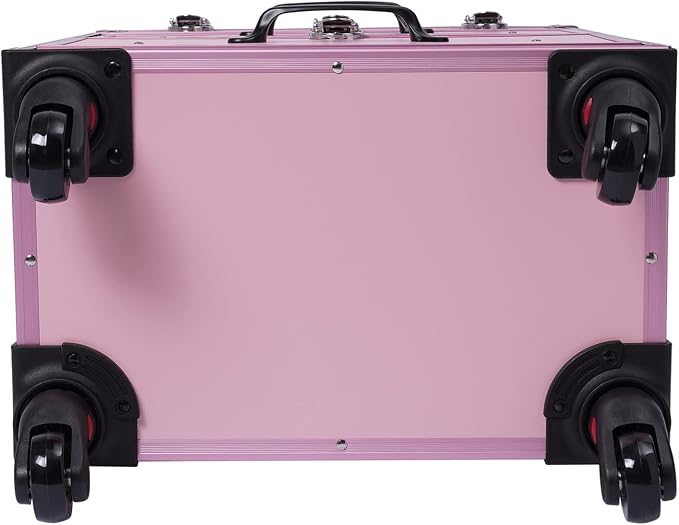 Rolling Makeup Case with Drawer Cosmetic Trolley 3 Tier Travel Cosmetic Organizer on Wheels Salon Barber Case for Makeup Artist Tattooist Nail Tech Hairstylists (Type D, Pink) - Image 8