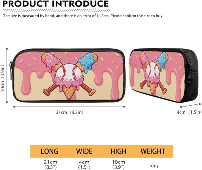 Baseball Drip Ice Cream Print Reusable School Bookbag Set for Boys and Girls, Lightweight Large Backpack Set with Insulated Lunch Bag Pen Case, Durable Knapsack Set for School, Pink Beige - Image 5