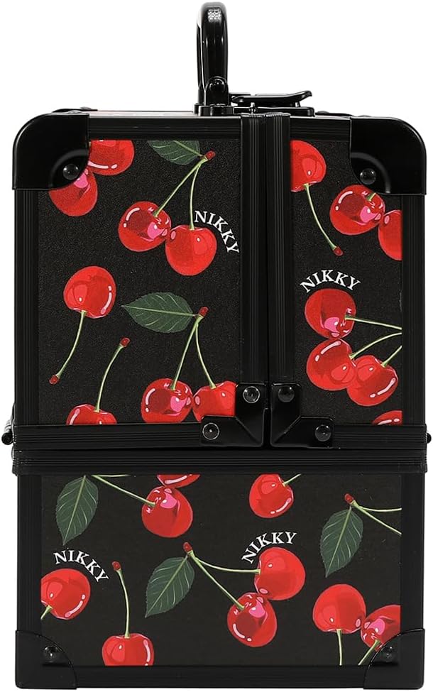 Nicole Lee Nikky Bag Multi-Tier Cosmetic Organizer Case, EIFFEL DREAMS, PVC and Aluminum Frame (CHERRY LIPS BLACK) - Image 3