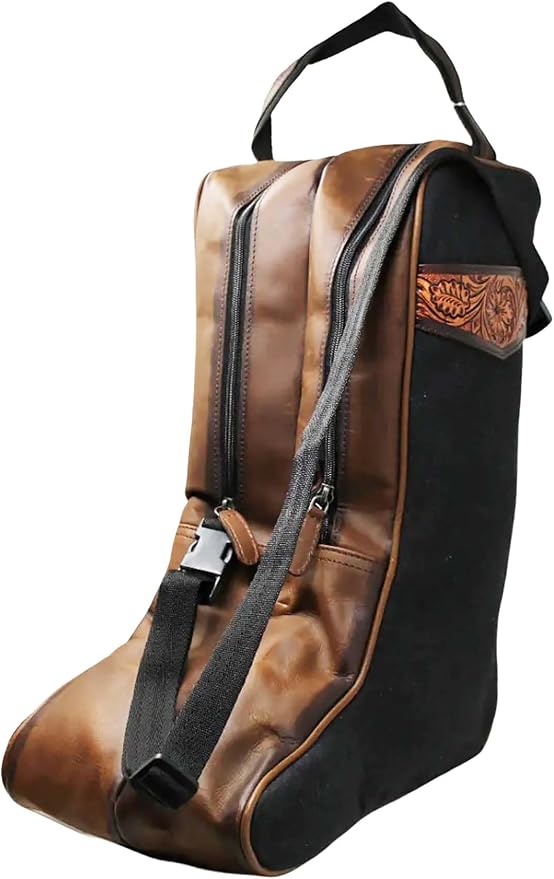 CHALLENGER Western Waxed Canvas Leather Travel Carry Storage Boot Bag Waterproof 30SK02 - Image 4