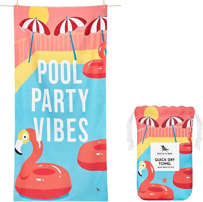 Dock & Bay Beach Towel - Quick Dry, Sand Free - Compact, Lightweight - 100% Recycled - Includes Bag - Party in Pink - Set of 4 - Extra Large (200x90cm, 78x35) - Image 7