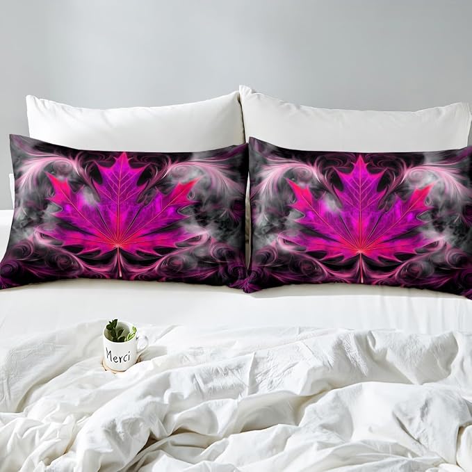 Cannabis Leaf Comforter Cover Purple Marijuana Decor Bedding Set Boho Exotic Marijuana Weed Leaves Hippie Duvet Cover for Adult Women Girls Bohemian Purple Trippy Leaves Soft Luxury Bedspread, Full - Image 5