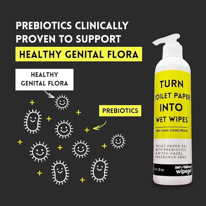 Wipegel | Witch Hazel Cleansing Gel with Prebiotics | Turns Toilet Paper into Gentle, Flushable Wipes | For Sensitive Skin & Daily Freshness | Up to 400 Uses | Fragrance-Free & Septic Safe