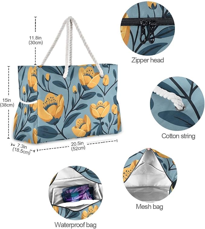 senya Large Beach Shoulder Bags Canvas Tote Water Resistant for Gym Travel Daily - Image 6