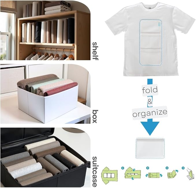 7 Pcs PLIIO Medium Filers, Foldable Clothes Organizer, Space-Saving Closet and Suitcase solution, Wrinkle-Free Storage Solution for Home and Travel, Wardrobe Organizer and Clothes Folder - Image 3