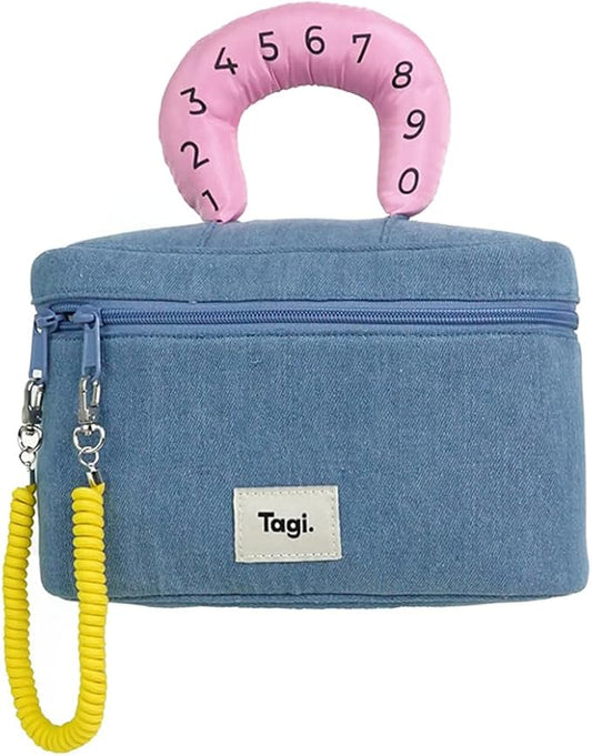 Tagi. Callme Hotdog Large Capacity Travel Makeup Bag, Waterproof Polyester Cosmetic Bag for Women, Wide-Open Flat Pouch for Toiletry & Travel, Portable Organizer with Handle & Dividers by Tagi