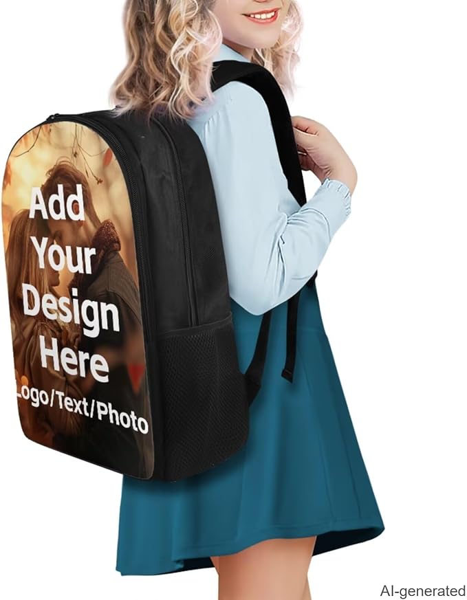 Customized Backpack for Girls Boys Backpack with Lunch Box Water Bottle Holder with Strap and Zipper Pencil Case 4PCS Set Bookbag with Compartments for School Teens 17 inch Sturdy School Bag - Image 2