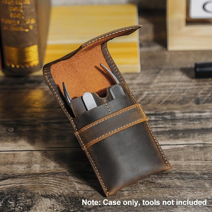 CONTACTS Full Grain Leather Empty Manicure Kit Case for Men Travel Nail Clipper Pouch Small Personal Care Tools Pouch By Handmade (Case Only) - Image 8