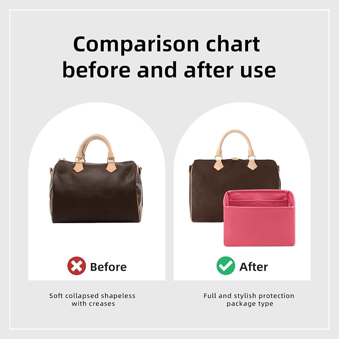 DGAZ Silk Purse Organizer Insert Fits LV Speedy 16/20/25/30/35/40/45 bags，Silky Smooth Bag Organizer，Luxury Handbag & Tote Shaper(Rose lipstick,SP25) - Image 4