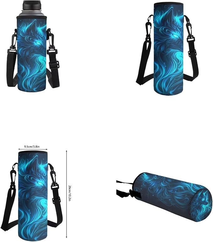 Galaxy Wolf Backpack for Girls Boys Backpack with Lunch Box Water Bottle Carrier with Strap and Big Pencil Case 4PCS Bookbag with Front Pocket for School 17 inch Sturdy School Bag for Kids - Image 6