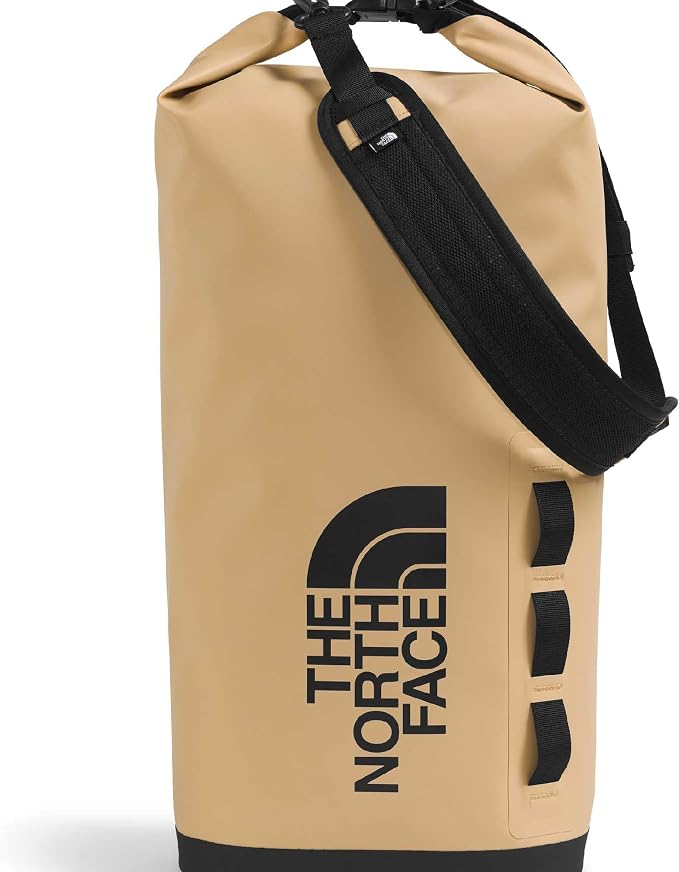 The North Face Base Camp Dry Bag - Roll-Top Waterproof Stuff Sack, Ideal for Camping Gear & Kayak Accessories, Khaki Stone/TNF Black, 18 Liters | Roll-Top Waterproof Stuff Sack, Ideal for Camping Gear & Kayak Accessories by Unknown
