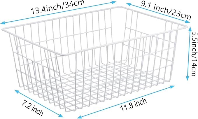 iPEGTOP Wire Freezer Stroage Baskets, 13.4 inch Set of 3 Farmhouse Storage Bins Basket Freezer Storage Organizer Bins with Handles for Kitchen Cabinets, Pantry, Closets, Bedrooms, Bathrooms- White - Image 6