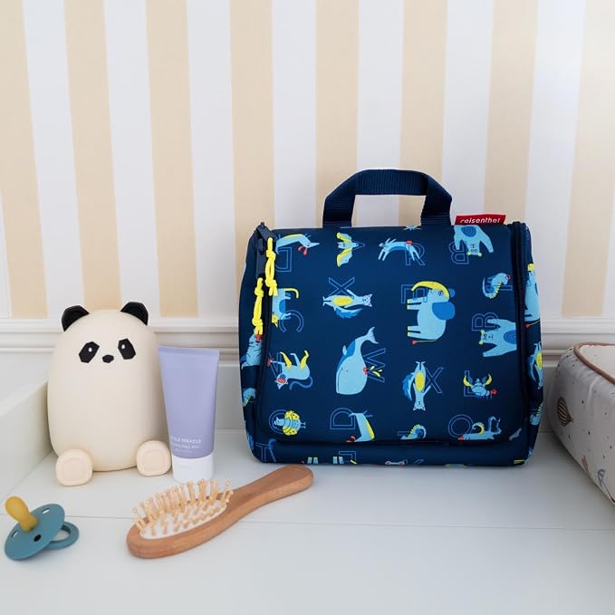reisenthel Toiletbag S Kids, Small Hanging Travel Toiletry Organizer, ABC Friends Blue - Image 6