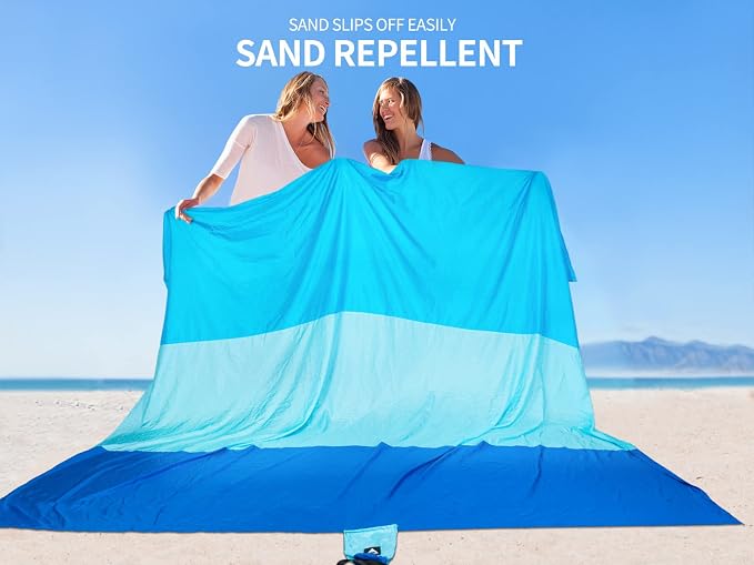 WIWIGO Beach Blanket Waterproof Sandproof Beach Mat 79" X 83"/10'x9'for 2-8 Adults Quick Drying Outdoor Picnic Mat Beach Accessories for Travel, Camping, Hiking - Image 4