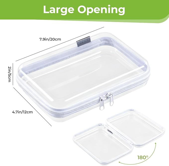 UFORU 6 Pack Clear Hard Shell Zipper Case, Diaper Bag Organizer Pouches for Travel, Heavy Duty Clear Makeup & Toiletry Bags, Hard Plastic Cosmetic Toy Organizer Pouch for Daily Essentials, Medium - Image 8