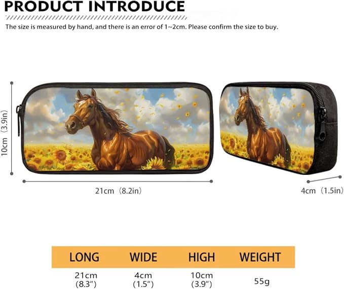 Sunflower Horse Print School Set Fashion Backpacks Lunch Bag Pencil Case Boys Girls 17 Inch Travel Laptop Bag Lightweight Rucksack Casual Daypack for Hiking Camping - Image 5
