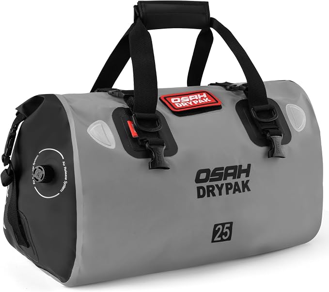 OSAH DRYPAK Waterproof Duffel Bag - Motorcycle Dry Bag Tail Bag with Large Storage Space, Waterproof Luggage Duffle Bags with Outer Mesh Zipper Pocket for Camping, Kayaking, Fishing & Traveling by OSAHDRYPAK