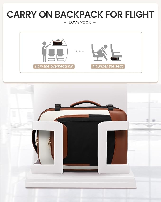 LOVEVOOK 50L Travel Backpack for Women Men, Large Carry on Backpack for Airplanes TSA Personal Item Travel Bag fits 17.3" Laptop, Waterproof Weekender Essentials Airline Approved with 2 Packing Cubes - Image 3