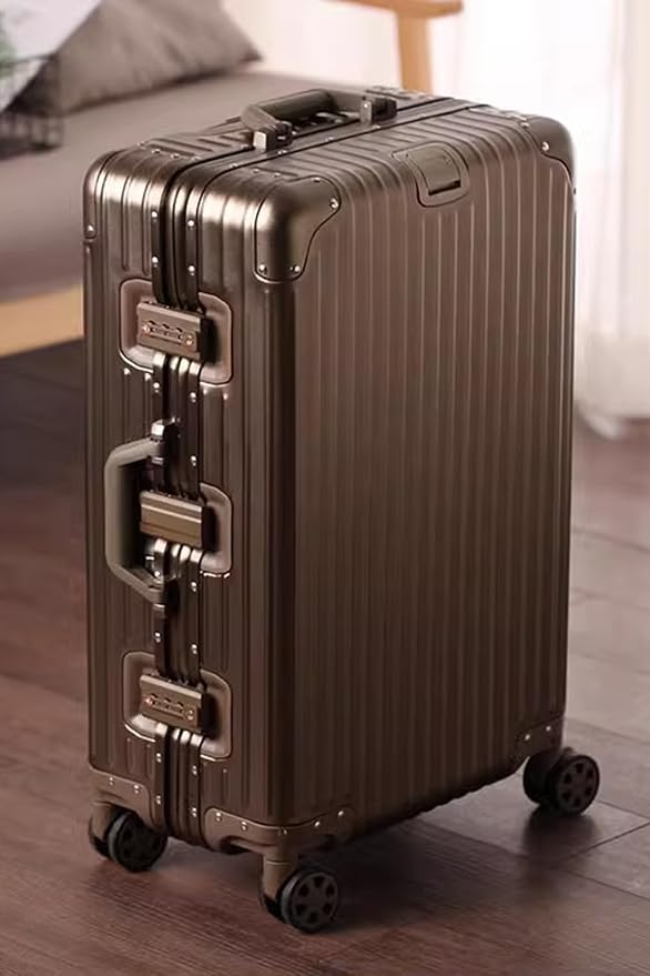 HotWay 28 Inch All Aluminum Checked in Luggage with Wheels, Hard Shell Zipperless Suitcase with TSA Locks, Large Travel Luggage, Gold - Image 7