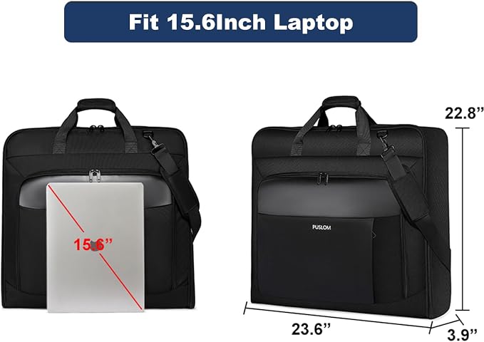 Garment Bag Travel Suit Bag Large 40-Inch Carry on Bag Up to 3 Suits,2 in 1 Hanging Luggage Bags, Fits 15.6Inch Laptop - Image 5