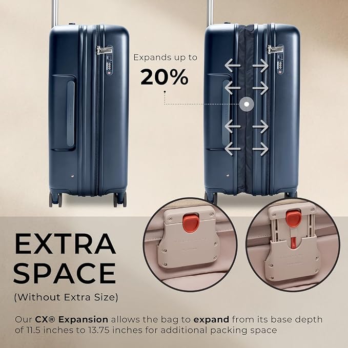 Briggs & Riley 27" Medium Expandable Spinner - Checked Luggage for Travel, Suitcases with Wheels, Hardside Rolling Bag for Men & Women, Self-Repairing Zipper - Sympatico Collection, Navy - Image 3