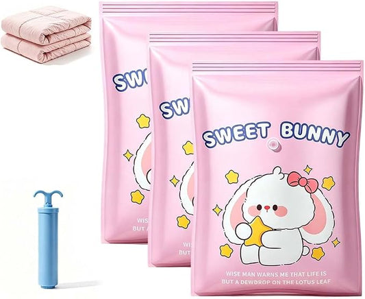 Vacuum Storage Bags with Pump, Thick Space Saver for Blanket & Comforters (Extra Large 3pcs + Vacuum Hand Pump) by VLZLQ