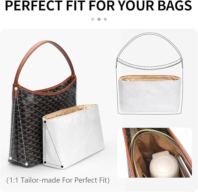 Tote Bag Organizer Insert Compatible with Geya Hobo Handbag, Dupont Paper Inner Purse Organizer Insert, Makeup Liner Bag Shaper (White) - Image 7