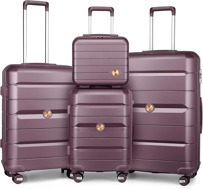Somago Luggage Sets 4 Piece Lightweight Hardside Polypropylene Travel Suitcases with Double Spinner Wheels and TSA Lock,Elegant Purple by SOMAGO