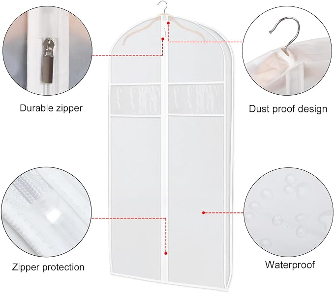 Zilink Clear Suit Coat Bags for Storage 50-inch Dress Bags for Hanging Clothes with 3" Gusset Suit Cover Bag for Coat, Dress Closet Storage - Image 5