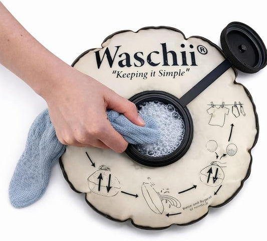 Waschii Pocket-Sized Travel Clothes Washer for Camping, Hostels & Vanlife – Compact, Leakproof, Eco-Friendly – No Power or Sink Needed by Unknown