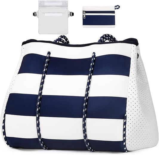 IBFUN Neoprene Bag, Large Multipurpose Beach Bag Neoprene Tote Bag with Inner Pocket for Women/Pool by IBFUN