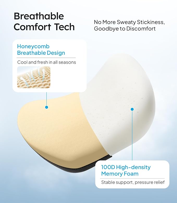 Wigoo Soft Car Neck Pillow with Adjustable Strap, Beige, 2-Pack | Extra Strap| Memory Foam| Universal Fit - Image 5
