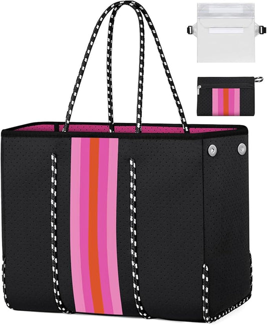 IBFUN Neoprene Bag, Large Multipurpose Beach Bag Neoprene Tote Bag with Inner Pocket for Women/Pool by IBFUN