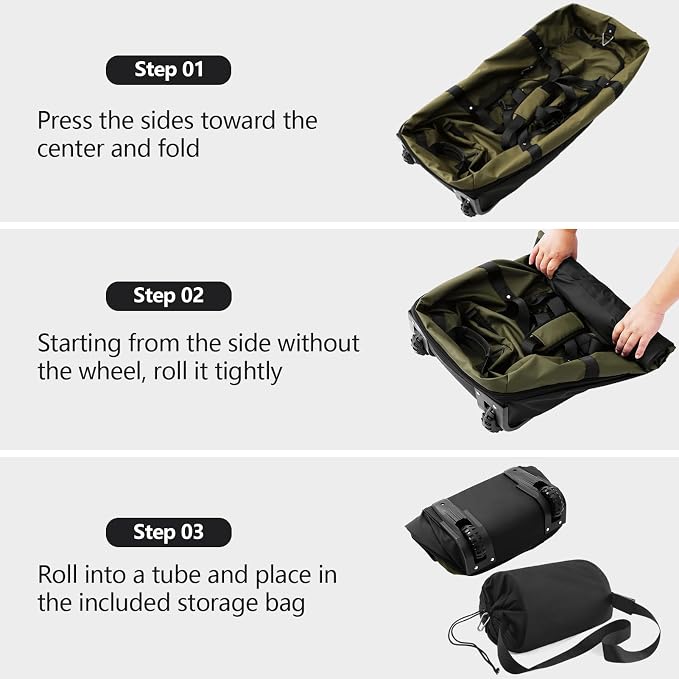 Bagenerous 110L/140L Expandable Soft-Sided Foldable Duffle Bag with 2 Rubber Wheels,Packable 32” Rolling Carry-On with Multi-Pockets & Compartments,Army Green - Image 3