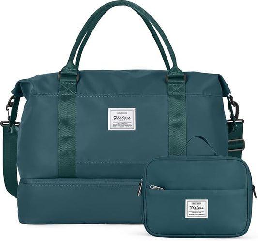 Travel Duffel Bag with Shoes Compartment,Weekender Bags for Women Travel | Overnight Carry-On Bag with Toiletry Bag & Wet Pocket & Trolley Sleeve,Extra Large by HYC00