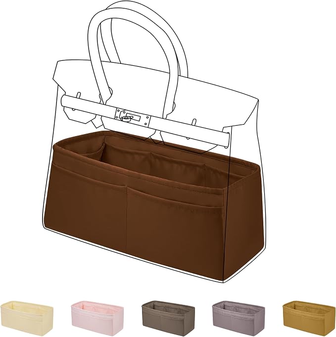 DGAZ Purse Organizer Silky Smooth,Silk,Luxury Handbag Tote in Bag Shapers, Women- Fits Birkin25/30/35/40 Bags (Gold, BK30) | Soft and Lightweight,Perfect Fit,Multi-pocket Storage,Bag Protector,Luxury Bag Care,Handmade,for Smooth Bag Organizer by DGAZ